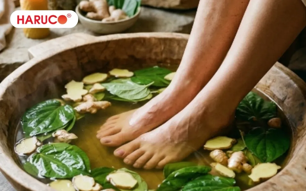 Ngâm chân lá lốt và gừng