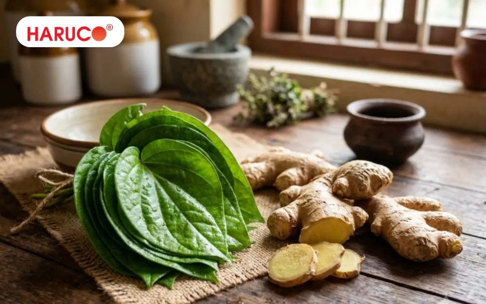 Người đang bị sốt cao, vã mồ hôi không nên dùng lá lốt và gừng