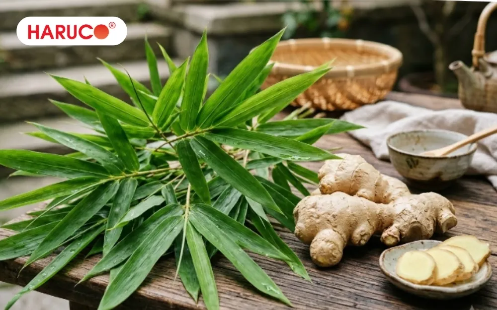 Ngâm chân bằng nước lá tre nấu gừng hỗ trợ lưu thông máu
