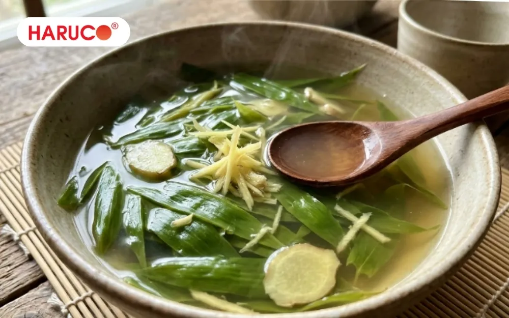 Nước lá tre nấu với gừng hỗ trợ tiêu hóa, giảm đầy hơi