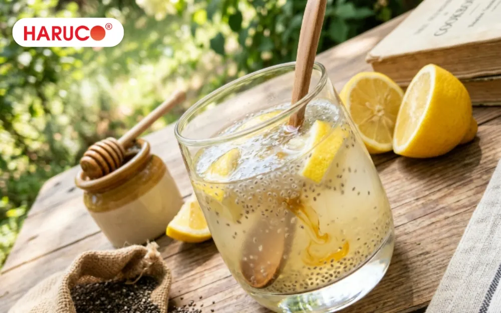 Nước chanh mật ong hạt chia giúp tăng cường năng lượng tự nhiên