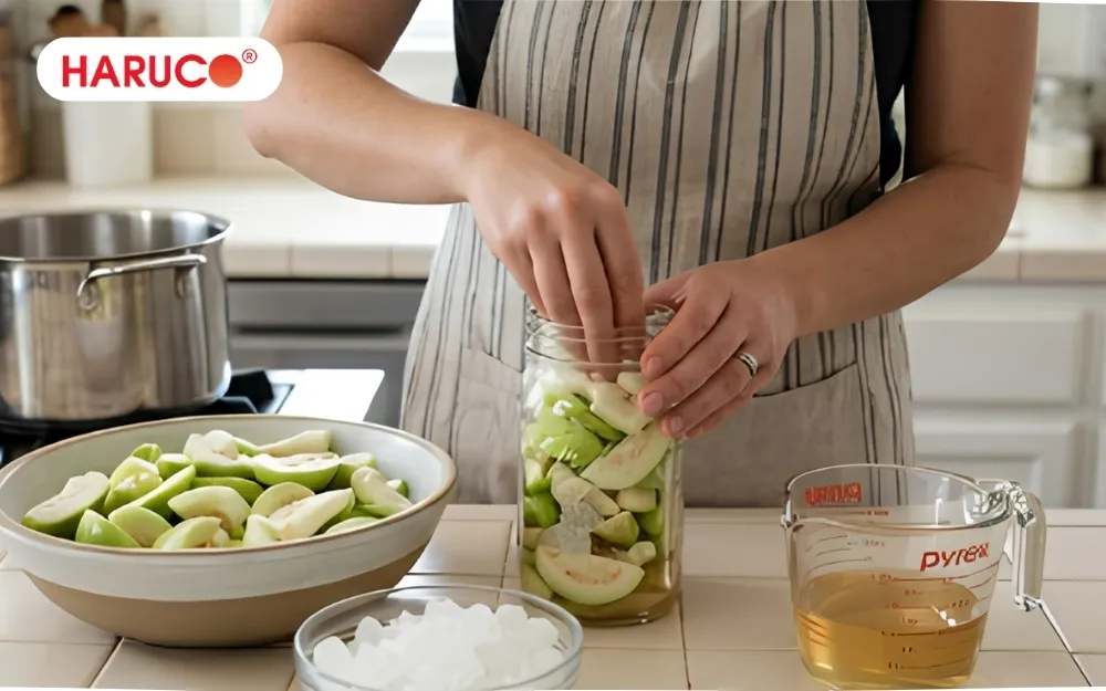 Hướng dẫn làm ổi ngâm đường phèn để ăn vặt, uống nước