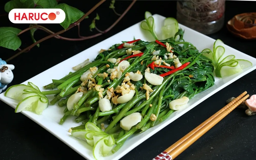 Rau lang xào tỏi bổ sung chất xơ cho cơ thể