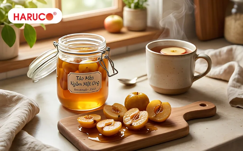 Không pha nước cốt táo mèo ngâm mật ong với nước quá nóng trên 60°C