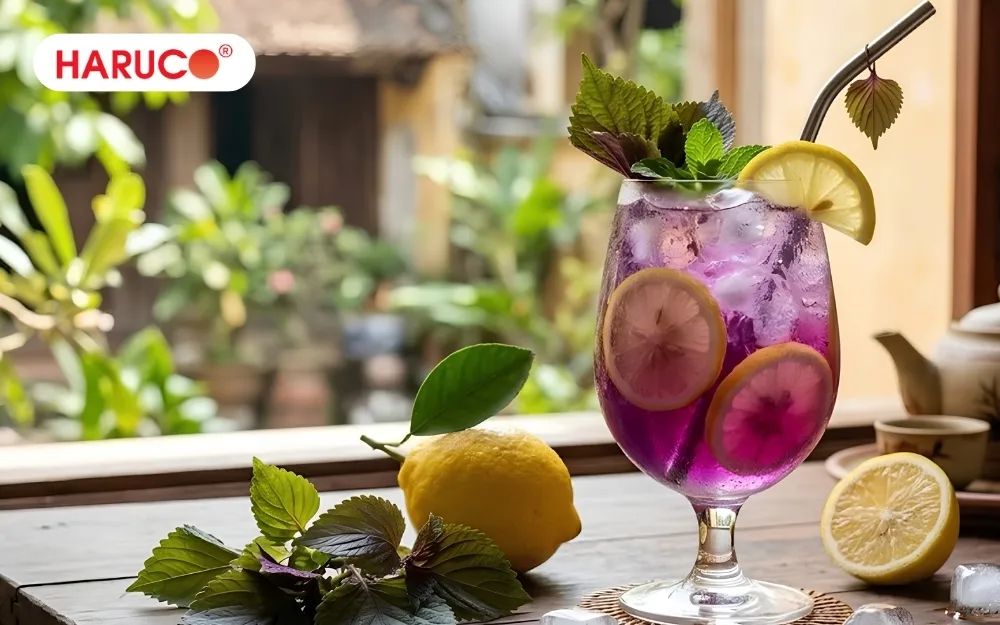 Uống nước tía tô với chanh góp phần làm đẹp da