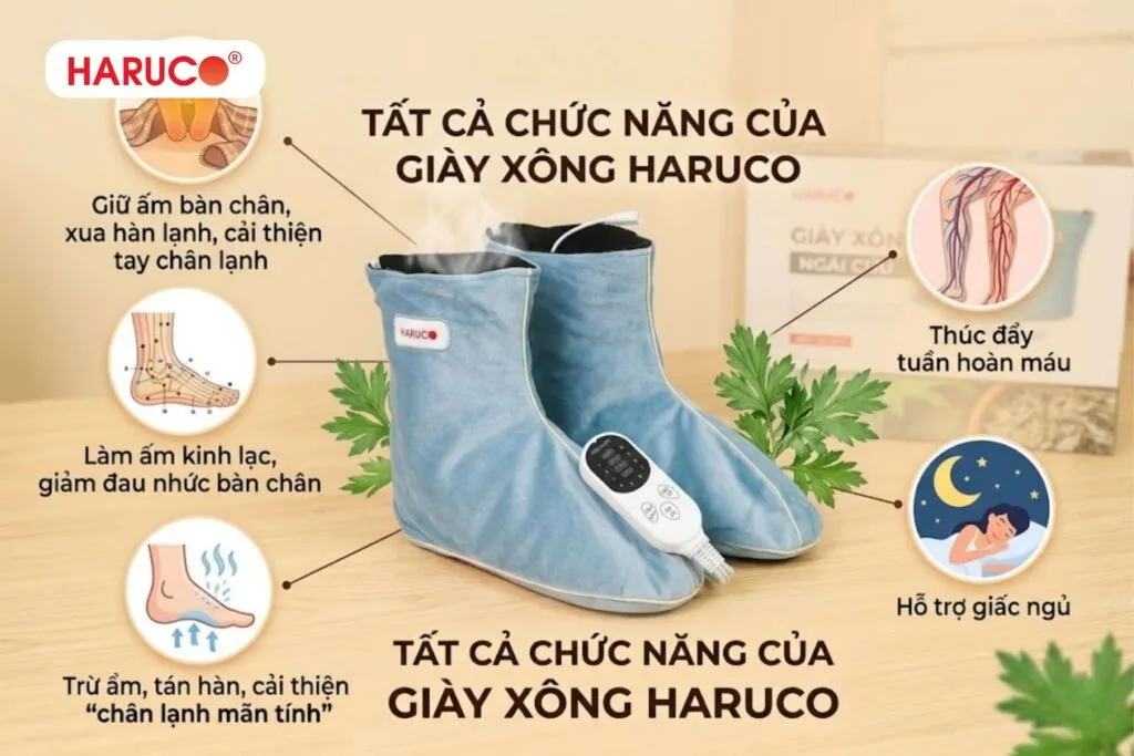 Sử dụng giày xông ngải cứu Haruco giúp cải thiện bàn chân lạnh